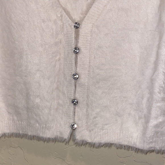 Victoria Secret Fuzzy Gem Button Cropped Cardigan - Picture 2 of 5